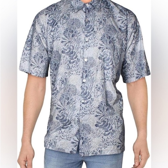 Tori Richard Good Reef! Cotton Lawn Camp Shirt - Navy White Size 2XL - Picture 1 of 16